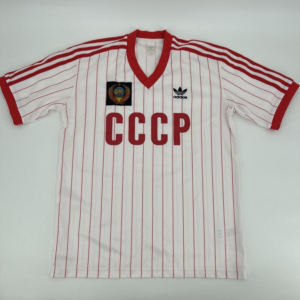 Adidas USSR Soviet Union 1986 Away Football Shirt Men Size S Reissue White Red